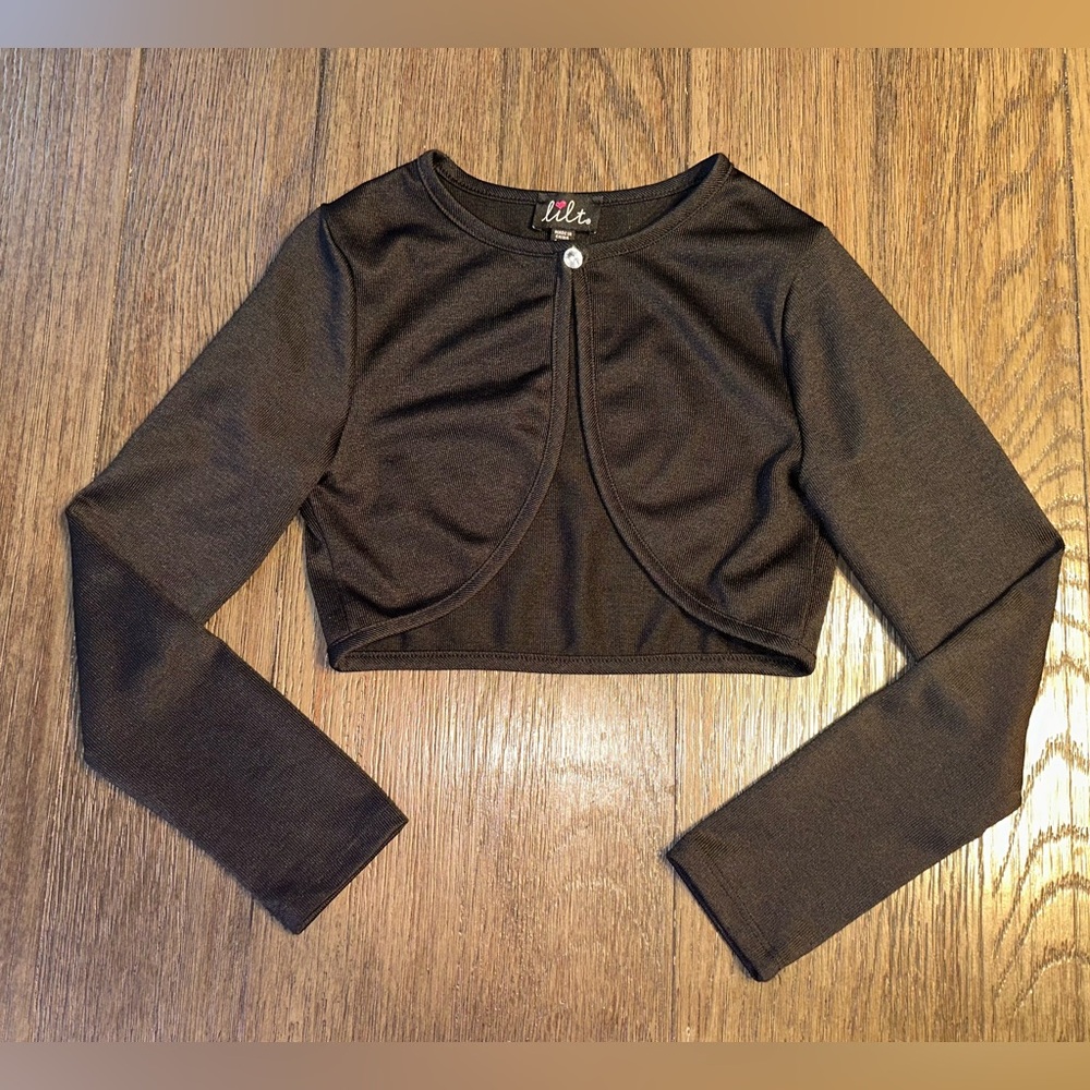 LIKE NEW Girls Size 8 Medium Lilt Brand Black Cardigan Shrug With Sparkly Button